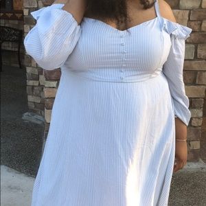 Blue and white stripped dress